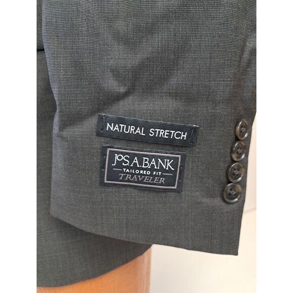 Jos A Bank Mens 2 Piece Suit 38R Charcoal Gray Wool Flat Front Pants 34x29 - Picture 6 of 14